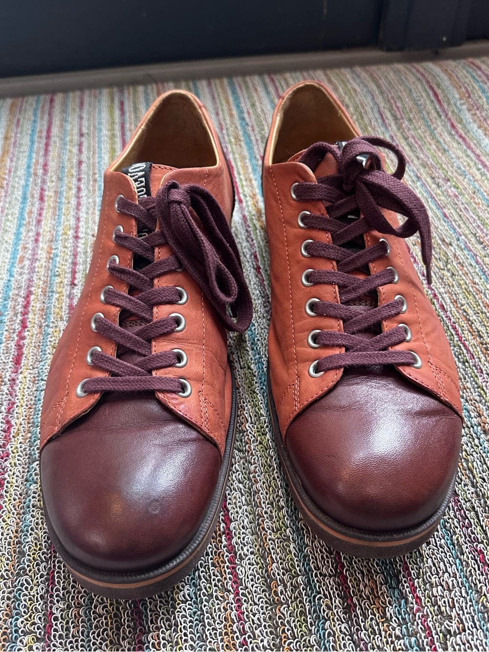 Fluevog EXCELLENT Radio 2 Putra brown/orange retro lace-up derby shoe -M12 - Picture 3 of 16